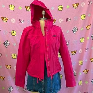 Hollister cropped jacket, pink, size large